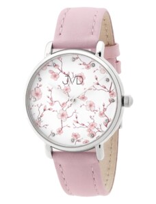 JVD Růžové elegantní dámské náramkové hodinky s květinovým vzorem JVD J4193.2