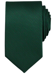 Quentino Tmavě zelená pánská kravata s černými puntíky