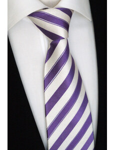 Hedvábná kravata Beytnur 211-4 fialový pruh