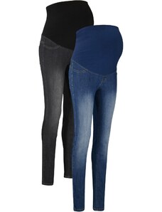 bonprix Těhotenské jeggings s bavlnou (2 ks) Modrá