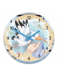 M.Clock Nástěnné hodiny Čáp rozměr 30x30cm béžové