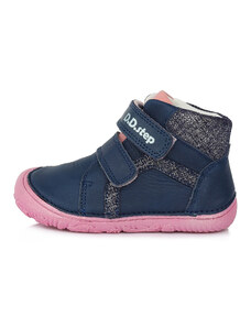 D.D. step barefoot dívči dětské celokožené boty 874 Blue