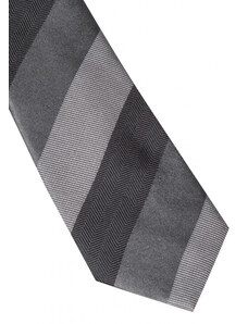 Úzká hedvábná kravata Eterna - pruhovaná černá / šedá 9505