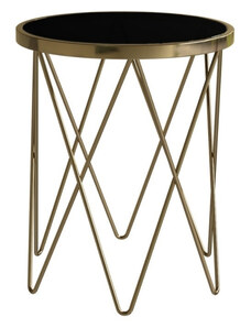 Černo zlatý skleněný odkládací stolek Miotto Belaria 50 cm s kovovou podnoží