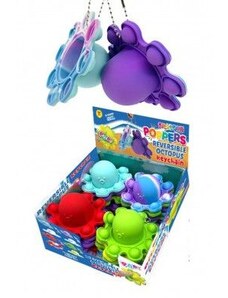 Teddies Přívěšek Bubble pops-Praskající bubliny chobotnice silikon antistr. spol. hra 4 barvy 24ks box
