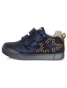 Dívčí modré kožené boty D.D.step S068-194A s hvězdou