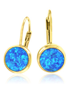 GEMMAX Jewelry Zlaté náušnice s modrými opály Ø 7 mm GLEYO-25821