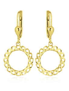 GEMMAX Jewelry Okouzlijící zlaté visací náušnice proplétané kroužky GLEYN-34221