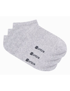 Ombre Clothing Pánské ponožky 3-pack - šedá melanž V3 OM-SOSS-0102