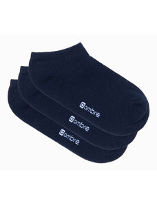 Ombre Clothing Pánské ponožky na nohy 3-pack - tmavě modré V1 OM-SOSS-0102