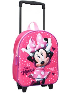 Vadobag Dětský / dívčí cestovní 3D batoh na kolečkách Minnie Mouse - Disney - motiv Love Minnie