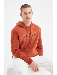Trendyol Men's Regular/Normal Fit Hoodie with Embroidery and Warm Thick Fleece/Plush Sweatshirt.
