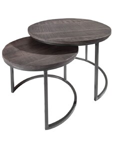 Moebel Living Set dvou odkládacích šedých mangových stolků Riccardo 41/55 cm