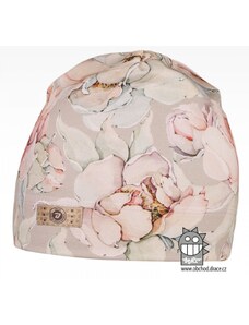 Bavlněná celopotištěná čepice Dráče - vzor 04 - starorůžová, květy