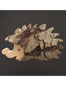 AMADEA Dřevěná dekorace ježek s kůrou, masivní dřevo, 15 cm