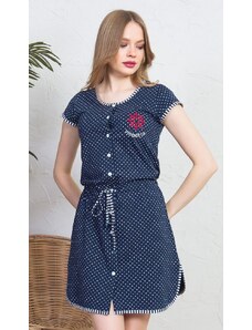 Vienetta Dámské domácí šaty s krátkým rukávem Kormidlo - tmavě modrá