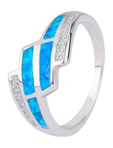 Stříbrný prsten KASKÁDA modrý OPÁL