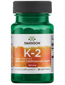 Swanson Highly Efficient Natural Vitamin K2 (Menaquinone-7 from Natto) 30 ks, gelové tablety, 100 mcg