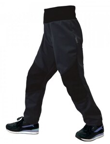 Unuo (ušito v ČR) Dětské softshellové kalhoty Unuo Flexi s fleecem černé