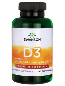 Swanson High Potency Vitamin D3 250 ks, gelové tablety, 5000 IU (125 mcg)