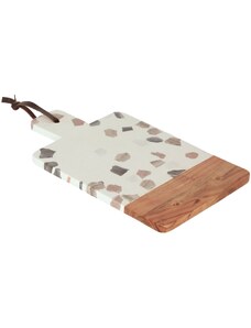 Bílé terrazzo servírovací prkénko Kave Home Temira 35,5 x 20,5 cm