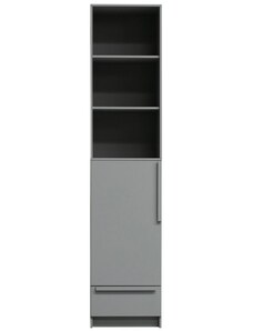 Hoorns Šedá borovicová úzká šatní skříň Pamela 215x48 cm