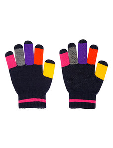 Maximo Dětské pletené rukavice s barevnými prsty růžové