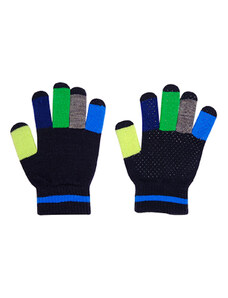 Maximo Dětské pletené rukavice s barevnými prsty modré