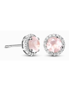 Royal Exklusive Emporial stříbrné peckové náušnice GU-DR2564E-SILVER-ROSEQUARTZ-ZIRCON