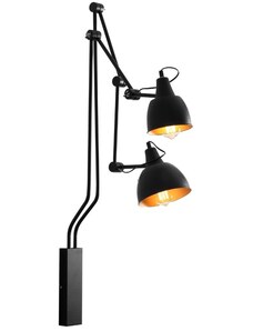 Nordic Design Černá kovová nástěnná lampa Cobain II.