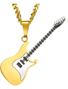 Řetízek kovový s přívěskem - Elektrická kytara - Zlatá