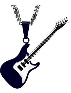 Řetízek kovový s přívěskem - Elektrická kytara - Tmavě modrá