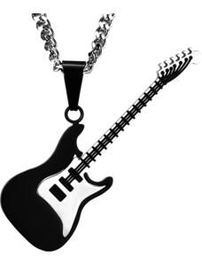 Řetízek kovový s přívěskem - Elektrická kytara - Černá