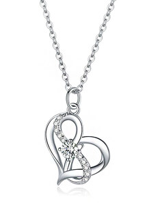 P&J Jewellery Stříbrný náhrdelník Zapletené srdce SN45