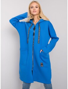 Fashionhunters Tmavě modrá dámská mikina se zapínáním na zip