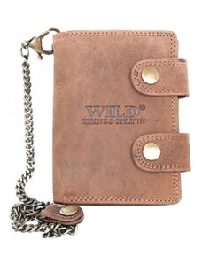 Kožená peněženka Wild s 50 cm dlouhým kovovým řetězem a karabinkou HMT