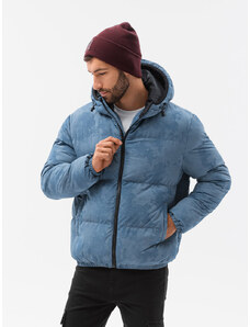 Ombre Clothing Pánská zimní prošívaná bunda - nebesky modrá C529