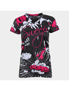 SWEEP Běžecké triko krátký rukáv SWTS151 šedo-bílo-růžový comix