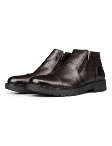 Ducavelli Liverpool Genuine Leather Anti-Slip Sole Zipper Chelsea Daily Boots Brown.