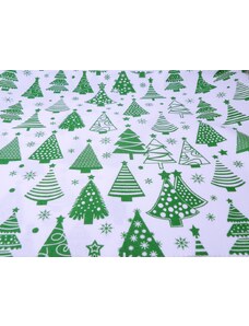 DOMESTINO 120/ 22042-3 Vánoční stromky zelené na bílé - 160cm / VELKOOBCHOD