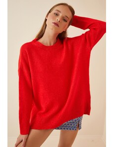 Happiness İstanbul Women's Vivid Red Oversize Knitwear Sweater