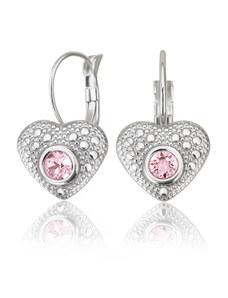 Jewellis ČR Jewellis ocelové náušnice na klapky ve tvaru srdce Antique Heart s krystaly Swarovski - Light Rose