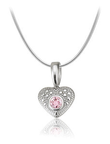 Jewellis ČR Jewellis ocelový náhrdelník ve tvaru srdce Antique Heart s krystalem Swarovski - Light Rose