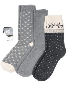 bonprix Termo ponožky na doma (3 páry) s organickou bavlnou Šedá