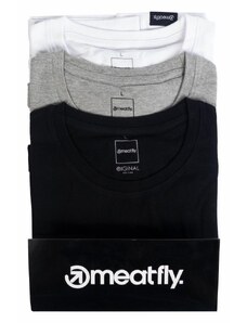 MeatFly Trička Logo Multipack 2023 Black/Grey Heather/White