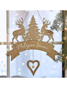 HOUSEDECOR Závěsná dekorace s jeleny a rolničkou - Milujeme Vánoce