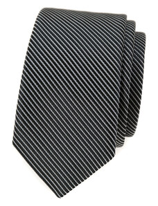 Úzká kravata Avantgard - pruhovaná černá / šedá