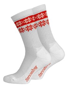 nanosilver Zimní ponožky thermo SNOW bílá/červená