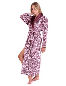 Flora Mauve Wine - Dámský Župan s Límcem - Model 25 56 4803 - XXL