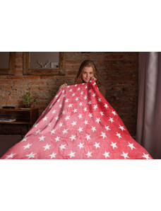 Top textil Mikroflanelová deka Hvězdy 150x200 cm červená